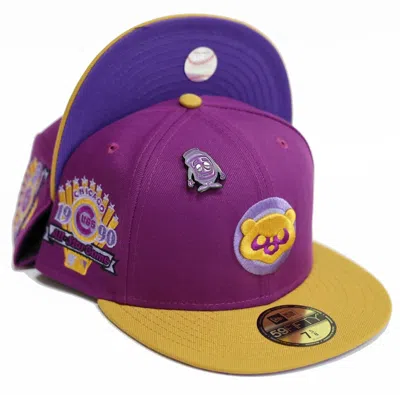 Pre-owned New Era Chicago Cubs Capsule Pbj 2.0 Alternate 1990 All Star Game 59fifty Fitted Hat In Purple/brown