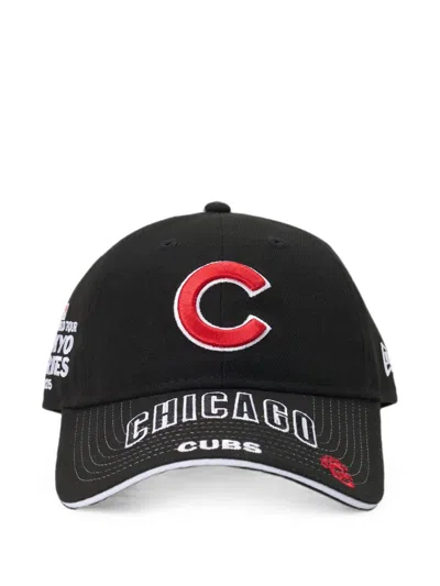 New Era Chicago Cubs Embroidered Baseball Cap In Black