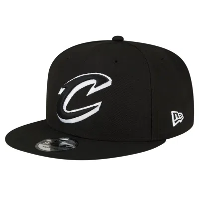 New Era Men's Black Cleveland Cavaliers Evergreen 9fifty Trucker Snapback Hat In Black/white