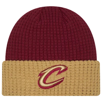 New Era Cleveland Cavaliers  Cavaliers Waffled Knit Hat In Wine/gold