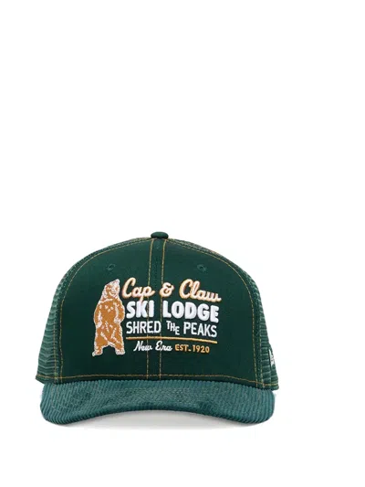 New Era Corduroy-panel Embroidered Trucker Cap In Green