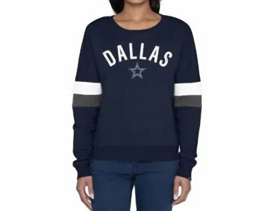 New Era Cowboys Women's Fleece Crew Sweatshirt In Navy In Blue