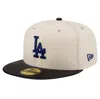 NEW ERA NEW ERA CREAM LOS ANGELES DODGERS GAME NIGHT LEATHER VISOR 59FIFTY FITTED HAT