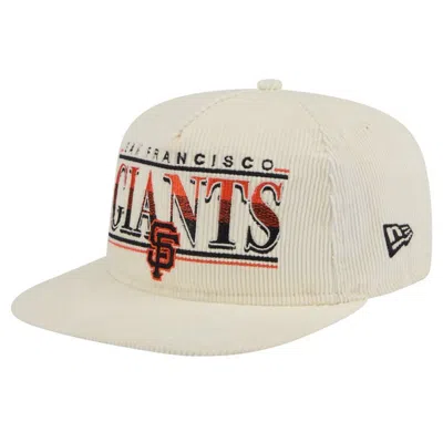 New Era Cream San Francisco Giants Throwback Bar Golfer Corduroy Snapback Hat