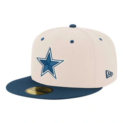 New Era Men's  Cream, Navy Dallas Cowboys Two-tone Chrome 59fifty Fitted Hat In Cream,navy