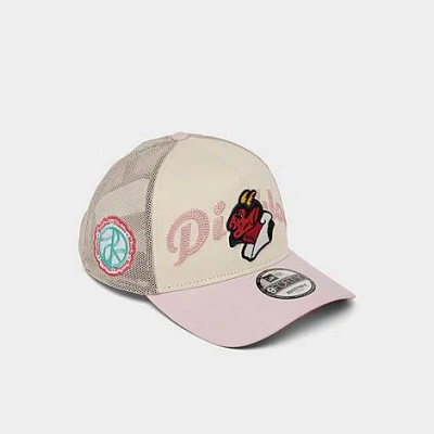 New Era Diablos Mexican League 9forty A-frame Trucker Hat In White/pink/red