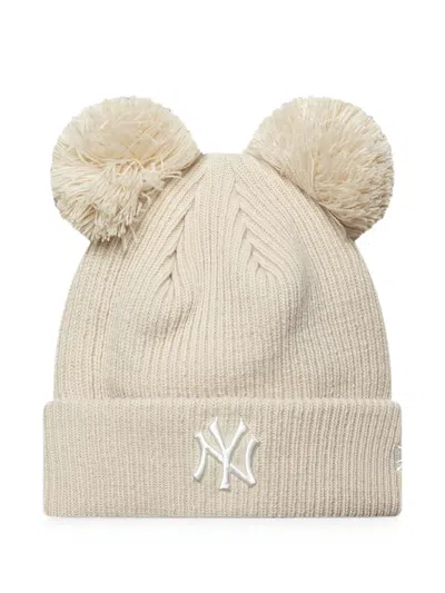 New Era Double Pom-pom Beanie Hat In Neutral