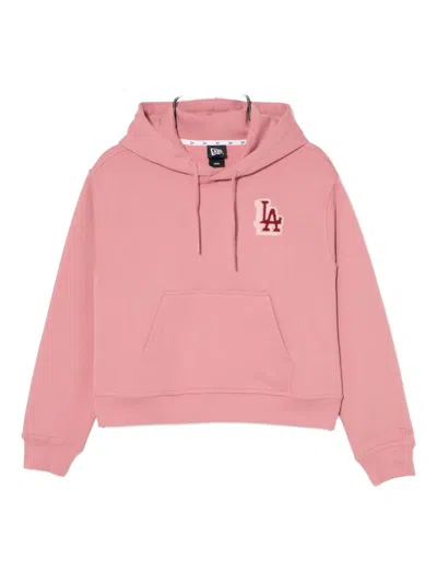 New Era Embroidered-logo Cotton Hoodie In Pink