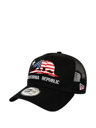 New Era Embroidered Mesh-panel Cap In Black