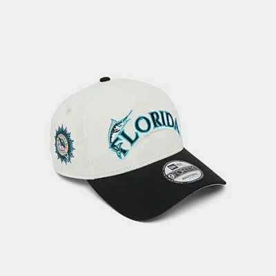 New Era Florida Marlins Mlb 9forty Snapback Hat In Chrome/black