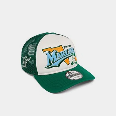 New Era Florida Marlins Mlb State Flower 9forty A-frame Trucker Snapback Hat In Green