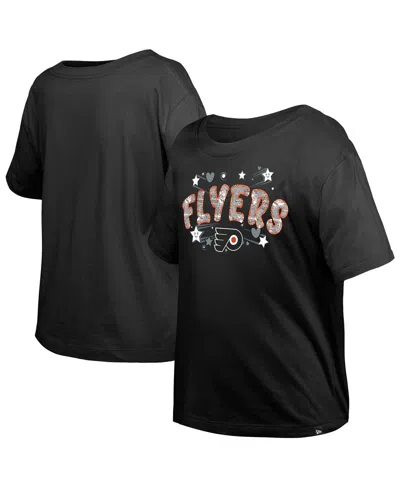 New Era Kids' Girl's Big Boys And Girls Black Philadelphia Flyers Flip Sequin T-shirt