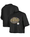 New Era Girl's Black Pittsburgh Steelers Flip Sequin Boxy T-shirt In Brown