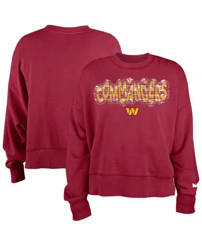 New Era Kids' Girl's Burgundy Washington Commanders Flip Sequin Sweatshirt