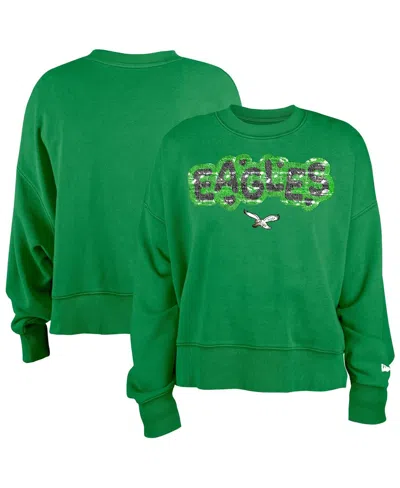 New Era Kids' Girl's Kelly Green Philadelphia Eagles Flip Sequin Sweatshirt