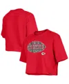 New Era Girls Red Kansas City Chiefs Flip Sequin Boxy T-shirt In Red