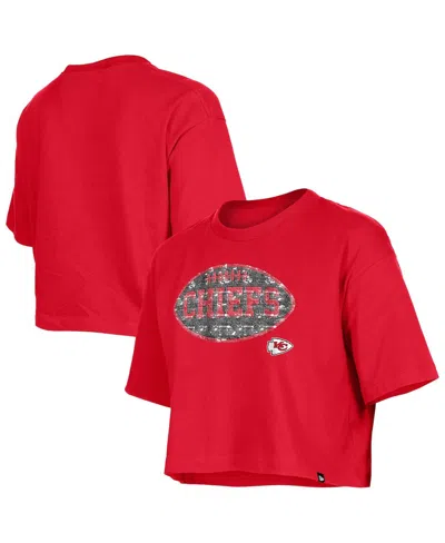 New Era Kids' Girls Red Kansas City Chiefs Flip Sequin Boxy T-shirt