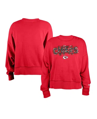 New Era Kids' Girls Red Kansas City Chiefs Flip Sequin Sweatshirt