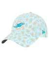 New Era Girls Toddler White Miami Dolphins Active Leopard 9twenty Adjustable Hat In Blue