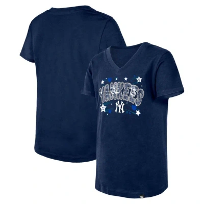 New Era Kids' Girls Youth  Navy New York Yankees Sequin V-neck T-shirt