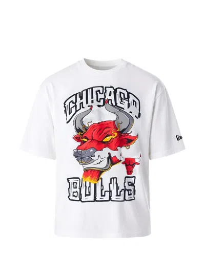 New Era Graphic-print Drop-shoulder T-shirt In White