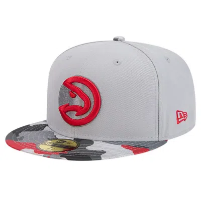 New Era Gray Atlanta Hawks Active Color Camo Visor 59fifty Fitted Hat