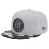 New Era Gray Brooklyn Nets Active Color Camo Visor 59fifty Fitted Hat In Gray