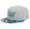 NEW ERA NEW ERA GRAY CHARLOTTE HORNETS ACTIVE COLOR CAMO VISOR 59FIFTY FITTED HAT