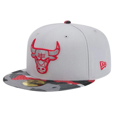 New Era Gray Chicago Bulls Active Color Camo Visor 59fifty Fitted Hat