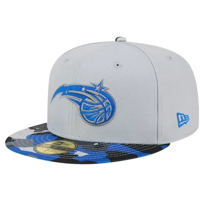 New Era Gray Orlando Magic Active Color Camo Visor 59fifty Fitted Hat In Gray Camo