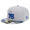 New Era Gray Philadelphia 76ers Active Color Camo Visor 59fifty Fitted Hat In Gray