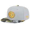 NEW ERA NEW ERA GRAY PITTSBURGH STEELERS ACTIVE CAMO 59FIFTY FITTED HAT