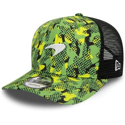 New Era Green Mclaren F1 Team Camo Pre-curved 9fifty Trucker Adjustable Hat