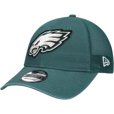 New Era Green Philadelphia Eagles Game Day 9twenty Adjustable Trucker Hat In Green Whit