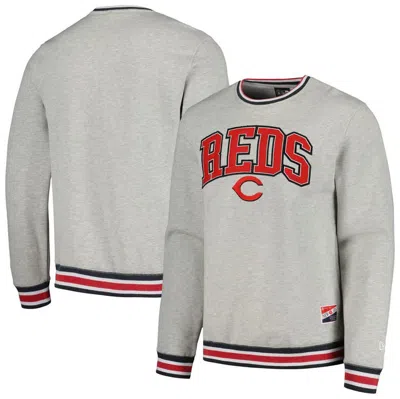 New Era Heather Grey Cincinnati Reds Throwback Classic Pullover Sweatshirt