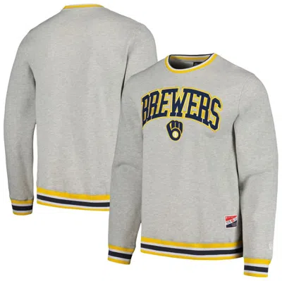 New Era Heather Gray Milwaukee Brewers Throwback Classic Pullover Sweatshirt