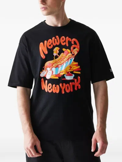 New Era Hotdog Graphic-print Oversized T-shirt In Black