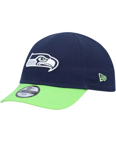New Era Infantcollege Navy/neon Green Seattle Seahawks My 1st 9twenty Adjustable Hat In Blue