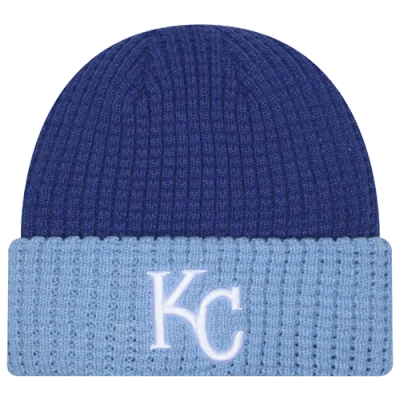 New Era Kansas City Royals  Royals Waffled Knit Hat In Blue/white/blue