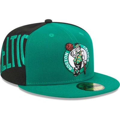 New Era Men's  Kelly Green, Black Boston Celtics Gameday Wordmark 59fifty Fitted Hat In Kelly Green,black
