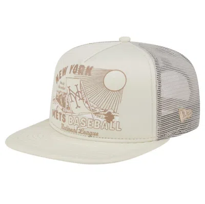 New Era Khaki New York Mets Almost Friday A-frame 9fifty Trucker Snapback Hat In Gray