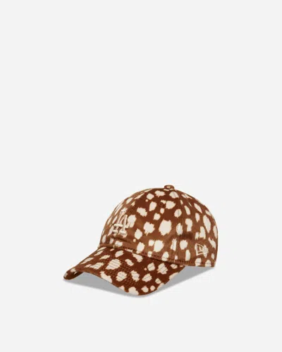 New Era La Dodgers Animal Print 9twenty Adjustable Cap Dark Beige In White