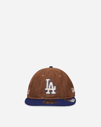 New Era La Dodgers Three Looms X Mlb Wool Pinstripe 9fifty Cap Dark In Brown