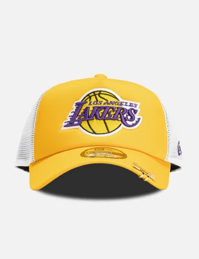 New Era La Lakers A Frame 9forty Trucker Cap In Yellow