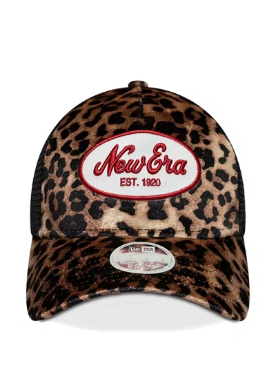 New Era Leopard-print Trucker Cap In Brown