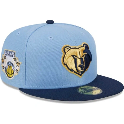 New Era Men's  Light Blue, Navy Memphis Grizzlies Gameday Gold Pop Stars 59fifty Fitted Hat In Light Blue,navy