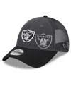 New Era Little Boys And Girls  Graphite, Black Las Vegas Raiders Reflect 9forty Adjustable Hat In Graphite,black