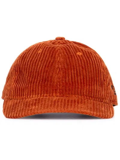 New Era Logo-embroidered Corduroy Cap In Orange