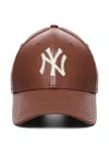 New Era Logo-embroidered Leather Baseball Cap In Brown