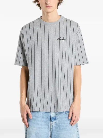 New Era Logo-embroidered Pinstriped T-shirt In Multi